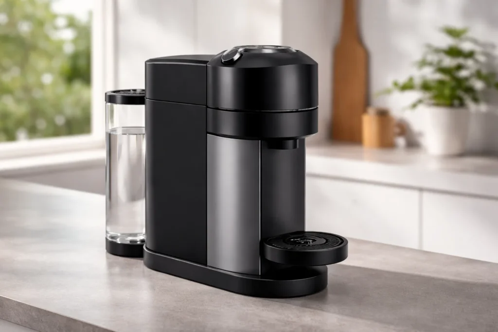 Nespresso Vertuo coffee machine by De’Longhi in a modern kitchen