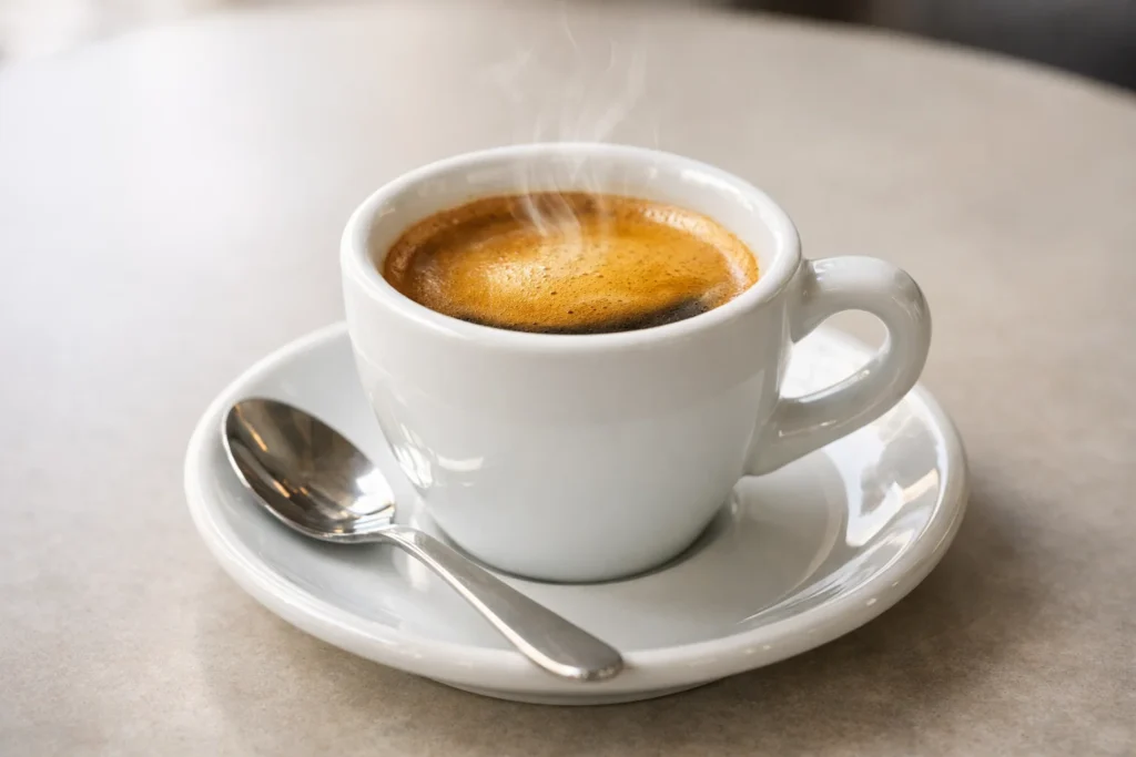 Doppio coffee served as a double shot of espresso with rich crema